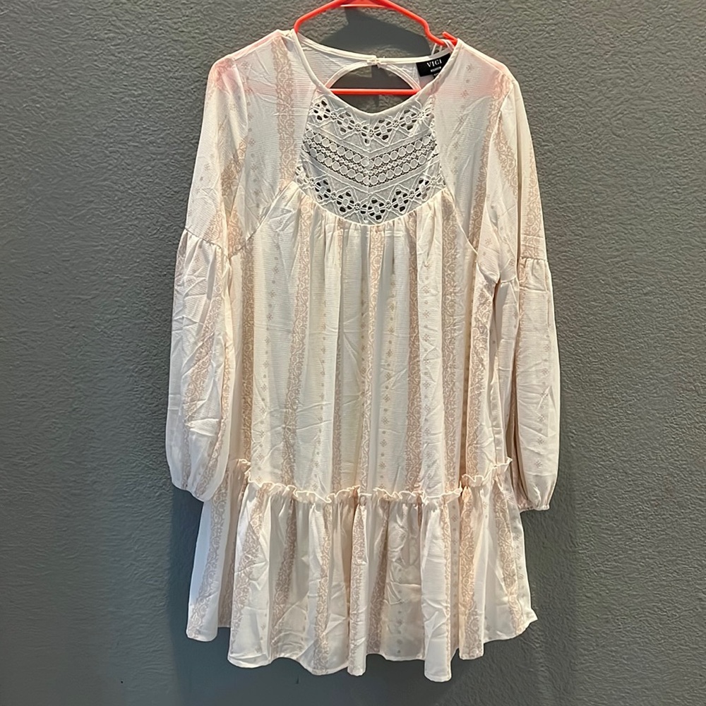 Cream/white boho babydoll dress from Vici